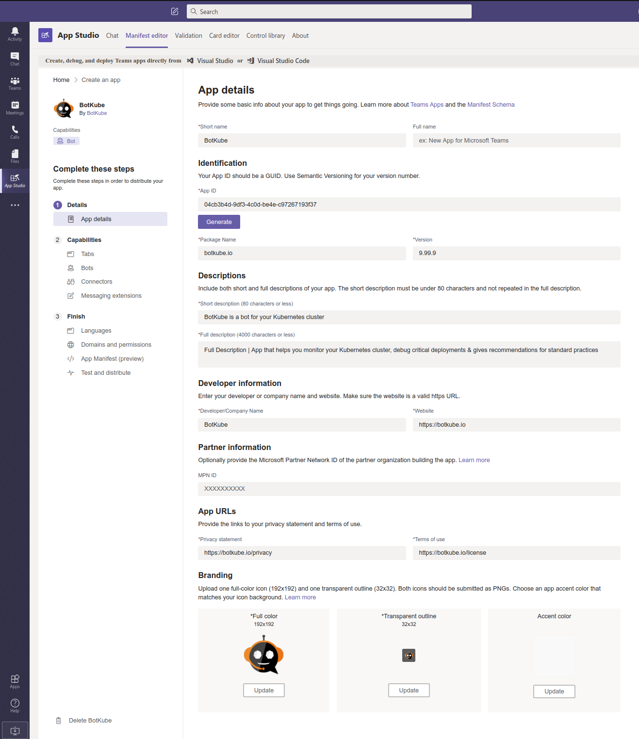 Teams BotKube App Details
